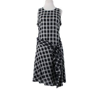Rag Bone Dress Sz M Black White Sheer Check Sleeveless 100% Cotton Dress
